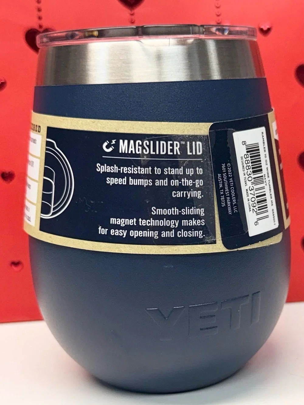 Yeti Navy Blue Wine Tumbler with Clear Lid